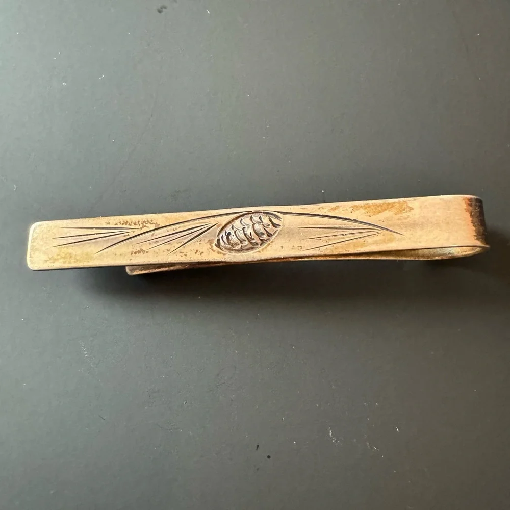 Vintage Sterling Stuart NYE Tie Clip with Pinecone Design